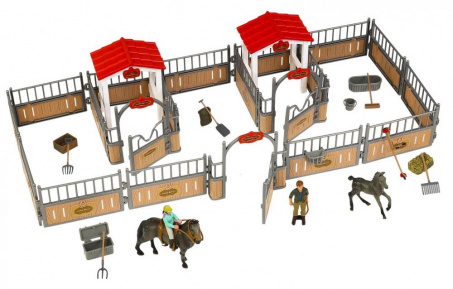 Игровой набор Большая конюшня с наездницей, лошадьми и аксессуарами